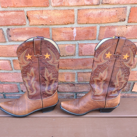 Durango Brown Leather Cowboy Boots - Picture 3 of 5
